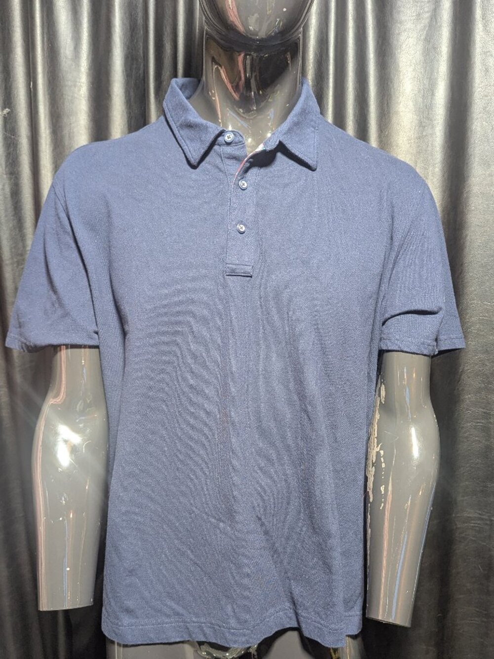 Robert Graham Navy Polo Shirt XL Skull Paisley Floral Trim Pique Cotton